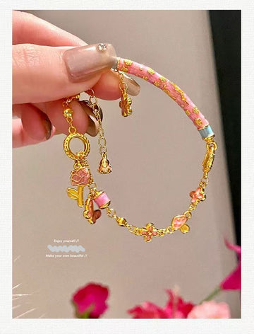 Copper-plated 14K gold hand-woven rope good luck bracelet[bamboo]