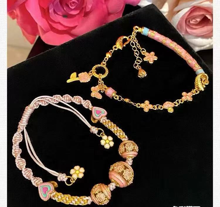 Copper-plated 14K gold hand-woven rope good luck bracelet[bamboo]