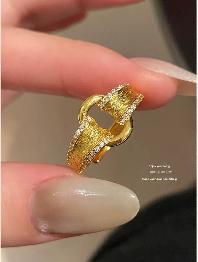 A set of copper-plated 14K gold brushed rings 【two】