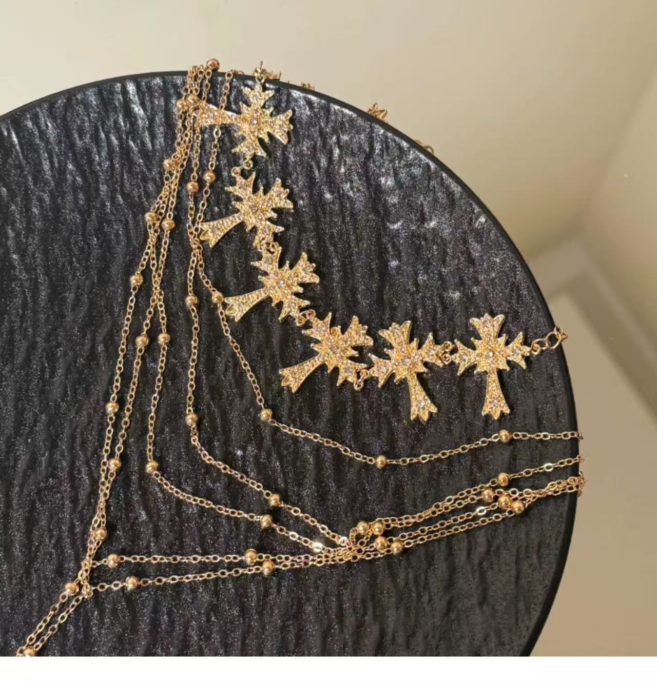 Electroplated multi-layer cross necklace