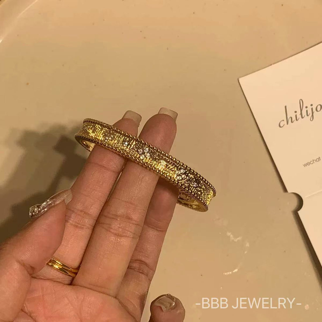 Titanium steel golden bracelet